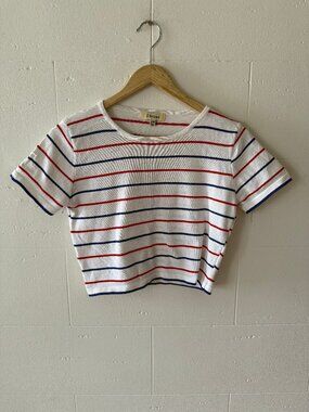 8 Birdies | Retro Stripe Knit Crop Top T-Shirt | Y2K |Small/Medium